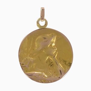 Französische 18 Karat Roségold Medaille mit Porträt einer Frau, 1900er