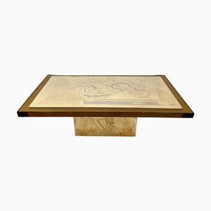 Etched Brass and Resin Coffee Table by Armand Jonckers
