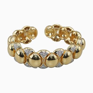 18 Karat Yellow and White Gold Cuff Bracelet with 0.90 Carat Diamonds
