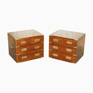 Military Campaign Chest of Drawers Side Tables from Harrods Kennedy, Set of 2