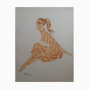 Jean-Gabriel Domergue, A Young Simple Girl, Lithograph