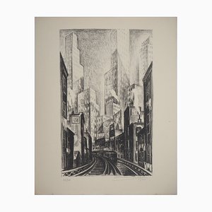 Adriaan Lubbers, New York City, Chatham Square, 1930, Original Lithograph