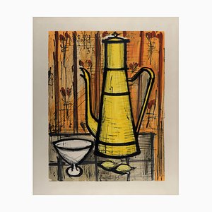 Bernard Buffet, caffettiera gialla, 1960, litografia originale