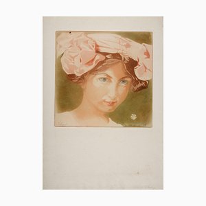 Victor Mignot, Girl Head, 1910, Original Etching & Aquatint on Vergé Paper