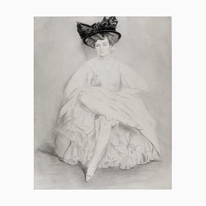 Edgar Chahine, Lily Arena Assise, 1904, Original Etching (Drypoint)