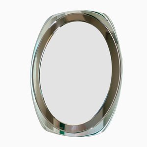 Vintage Italian Oval Bronze Mirror Glass