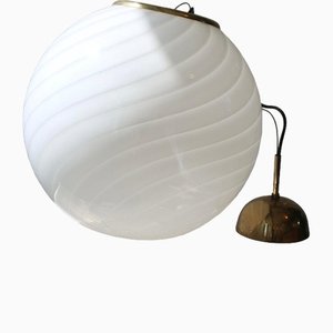 Vintage Murano White Swirl Deckenlampe