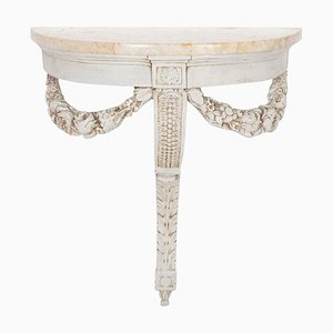 Neoclassical French Painted Marble Console Table