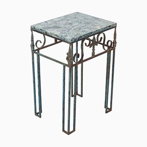 French Marble and Iron Side Table