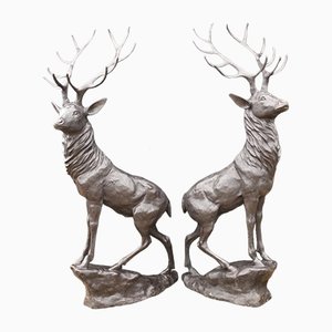 Lifesize Scottish Highlands Bronze Elk, Set of 2