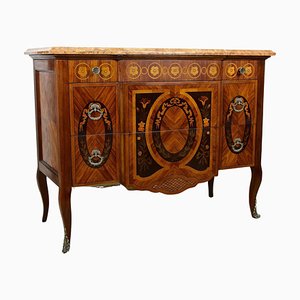 19th Century Transitional Marquetry Chest of Drawers, France, 1890s