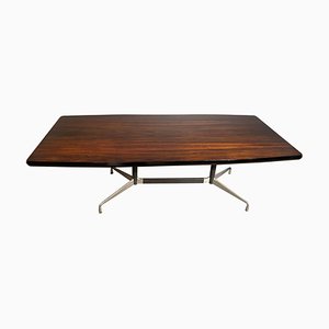 Large Dining Table with Wood Veneered Top and Metallic Base