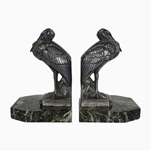 Art Deco Heron Bookends by Maurice Frécourt, 1920s, Set of 2