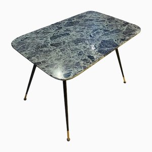 Mid-Century Modern Italian Brass and Verde Alpi Marble Side Table, 1950s
