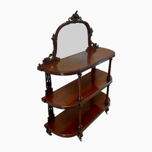Antique Victorian Carved Mahogany Whatnot with Mirror Back