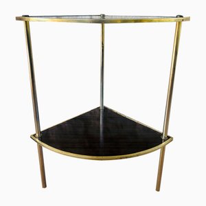 Mid-Century Formica and Brass Two Tier Corner Side Table, 1973