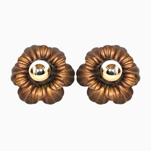 Florentine Flower Wall Sconces, 1960s, Set of 2