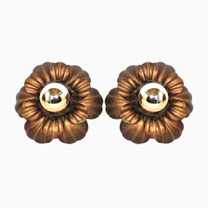 Florentine Flower Wall Sconces, 1960s, Set of 2