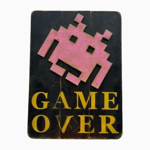 Cartel de madera Space Invaders Game Over