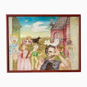 Gérard Andreas, Theatre Scene Painting, 20th-Century, Watercolour, Framed