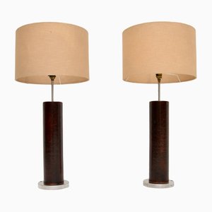 Vintage Leather Bound Table Lamps, 1960s, Set of 2