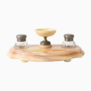 19th Century Marble and Crystal Desk Set, Set of 3