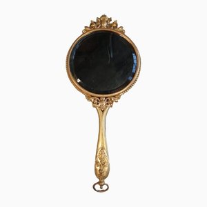 Gouache Gilded Bronze Mirror with Miniature Painting