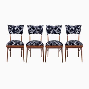 Black and White Square Patterned Chairs in the Style of Ico Parisi, Set of 4