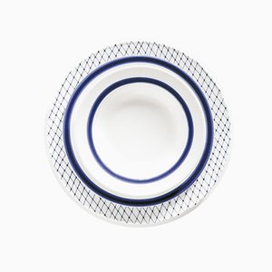White & Blue Dinner Plates by Piero Lissoni for Shoenhuber Franchi, Set of 3