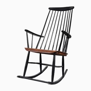 Rocking Chair in Solid Teak by Ilmari Tapiovara for Asko