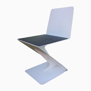 Mid-Century Metall Zig Zag Stuhl im Stil von Gerrit Rietveld