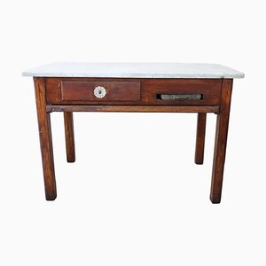 Italian Kitchen Table with Marble Top, 1930s