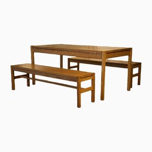 Mountain Dining Room Table & Benches from Les Arcs, 1960s , Set of 3