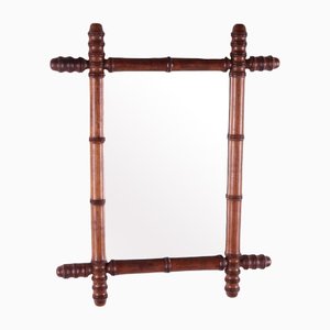 Vintage French Bamboo Mirror, 1920s
