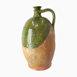 Provenzalisches Terrakotta-Ölgefäß mit grüner Glasur, 19. Jh.