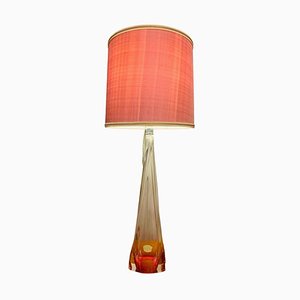Crystal Glass Table Lamp from Val Saint Lambert, Belgium, 1950s