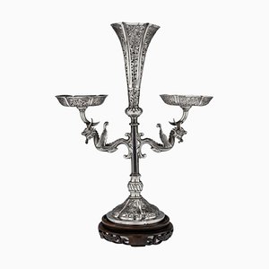Chinese Epernay Silver Vase with Dragons from Hung Chong & Co