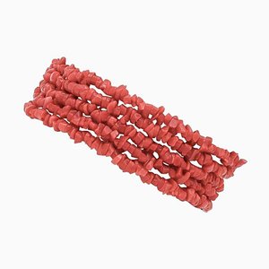 Vintage Italian Red Coral Rows Bracelet