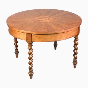 Tavolo Carlo in legno di noce intarsiato, inizio XIX secolo
