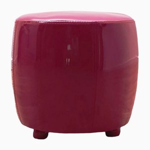 Red Glossy Poufs, Set of 5