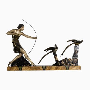 Art Deco Skulptur aus Marmor und Bronze von Uriano, Frankreich