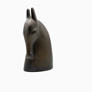 Art Deco Horse Head Earthenware Sculpture, France, 1940s