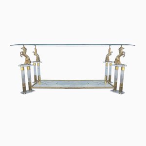Crystal Center Table with Bronze Horses