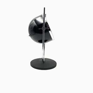 Space Age Black Spherical Table Lamp, Italy, 1970s