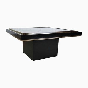 Coffee Table in Black Lacquered Metal with 23k Gold Plated Details & Bronze Mirrored Glass Top by Roger Vanhevel for M2000