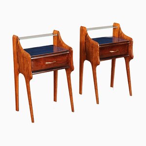 Bedside Tables in Mahogany, Italy, 1950s, Set of 2