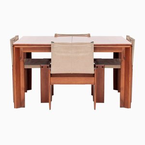 Monk Esszimmerstühle & Tisch von Afra & Tobia Scarpa für Molteni, Italy, 1974, 5er Set