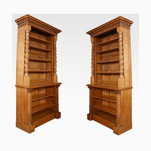 19th Century Oak Open Bookcases, Set of 2