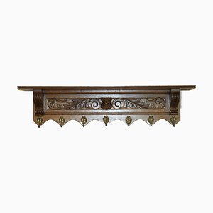 Dutch Oak Fine Cherub Carved Wall Rack