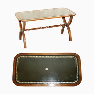 Table Basse Bevan Funnell Vintage en Cuir Vert et Acajou